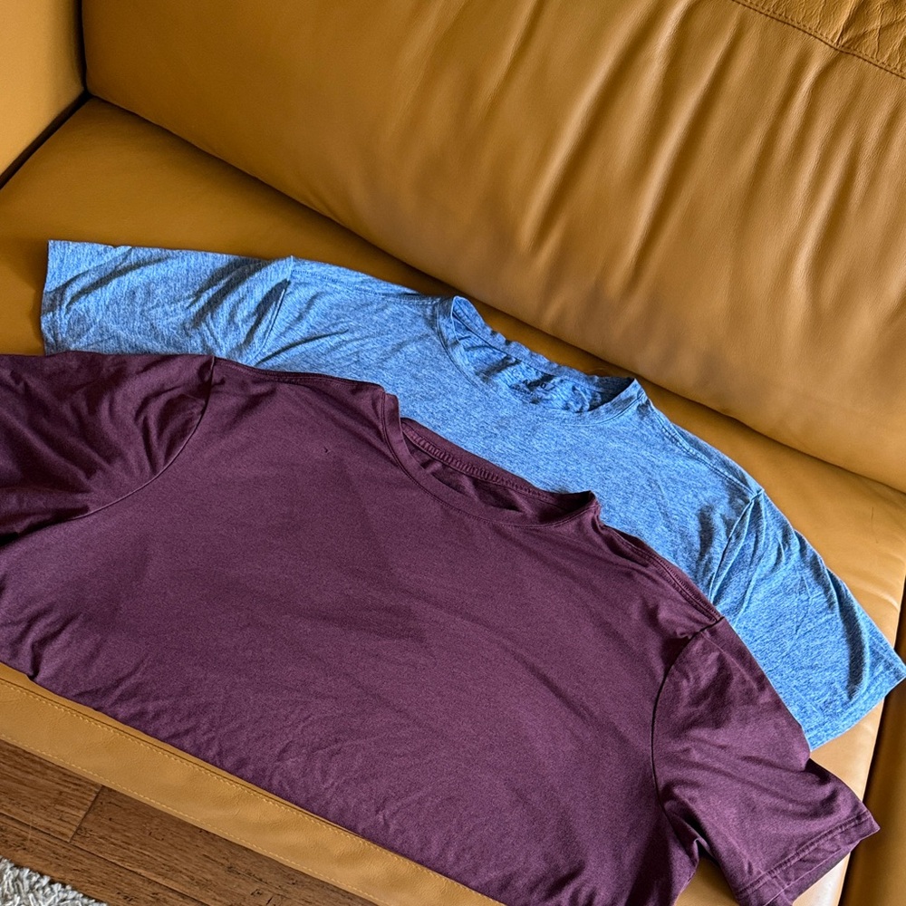 Performance Crew Neck Tee Duo - Burgundy & Heather Blue